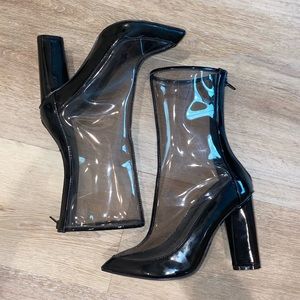 Missguided perspex pointed toe ankle boots black